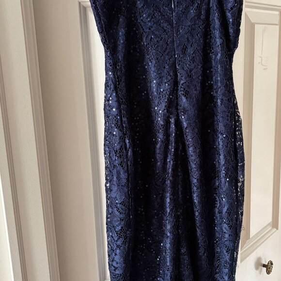 NWOT - Lulu's Navy Blue Sequin Lace Bodycon Midi Party / NYE / Holiday Dress XS - Picture 7 of 11